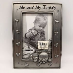 Me And My Teddy Pewter Like Finish Picture Frame By Malden Easel Mount 4”x6”‎